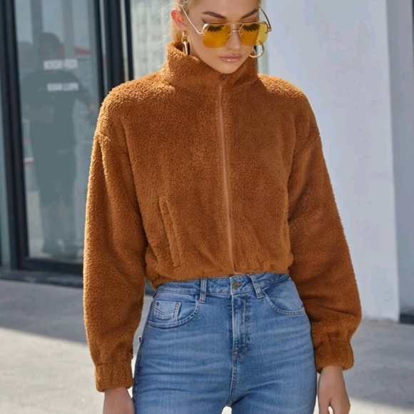 🍒3 for $30 Drop shoulder zip up teddy jacket. - Picture 1 of 5